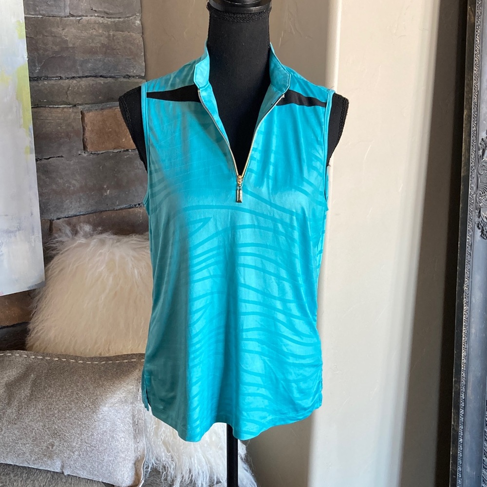 Jamie Sadock Turquoise Teal 1/4 Zip Golf Tank Top
